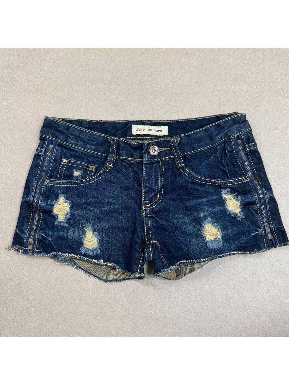 Vintage Y2K Low Rise Denim Micro Shorts Faded